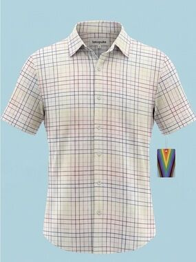 Target #TakePride Rainbow Grid Print Short Sleeve Button Down Shirt - Medium